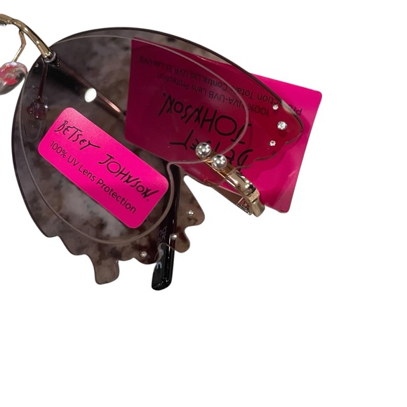 Betsey Johnson Butterfly Rimless Jewel Detail Sunglasses Gold - Picture 6 of 9